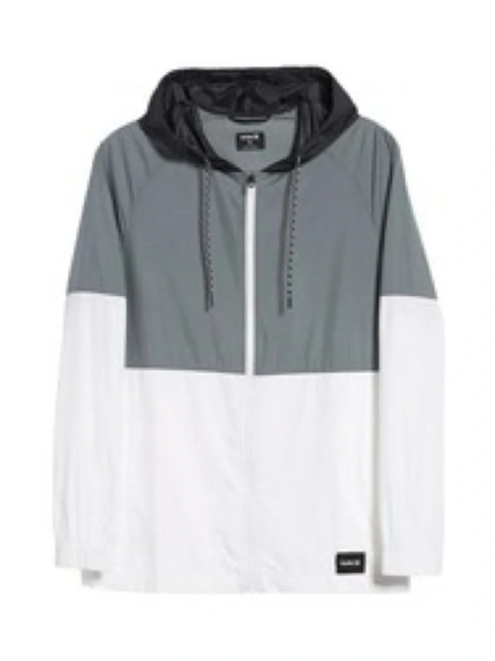 Hurley Pistol River Gray and White Colorblock Hooded Windbreaker
